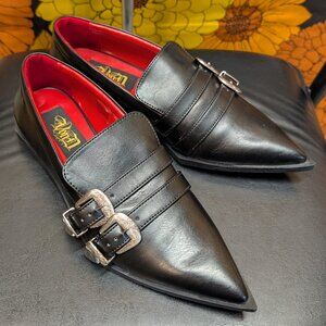 NWOT Von D Bathory Buckle Pointed Toe Winklepicker Shoes Size 9 Coffin Sole